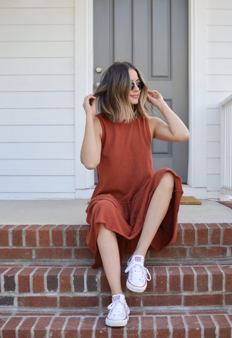 red free people maxi dress